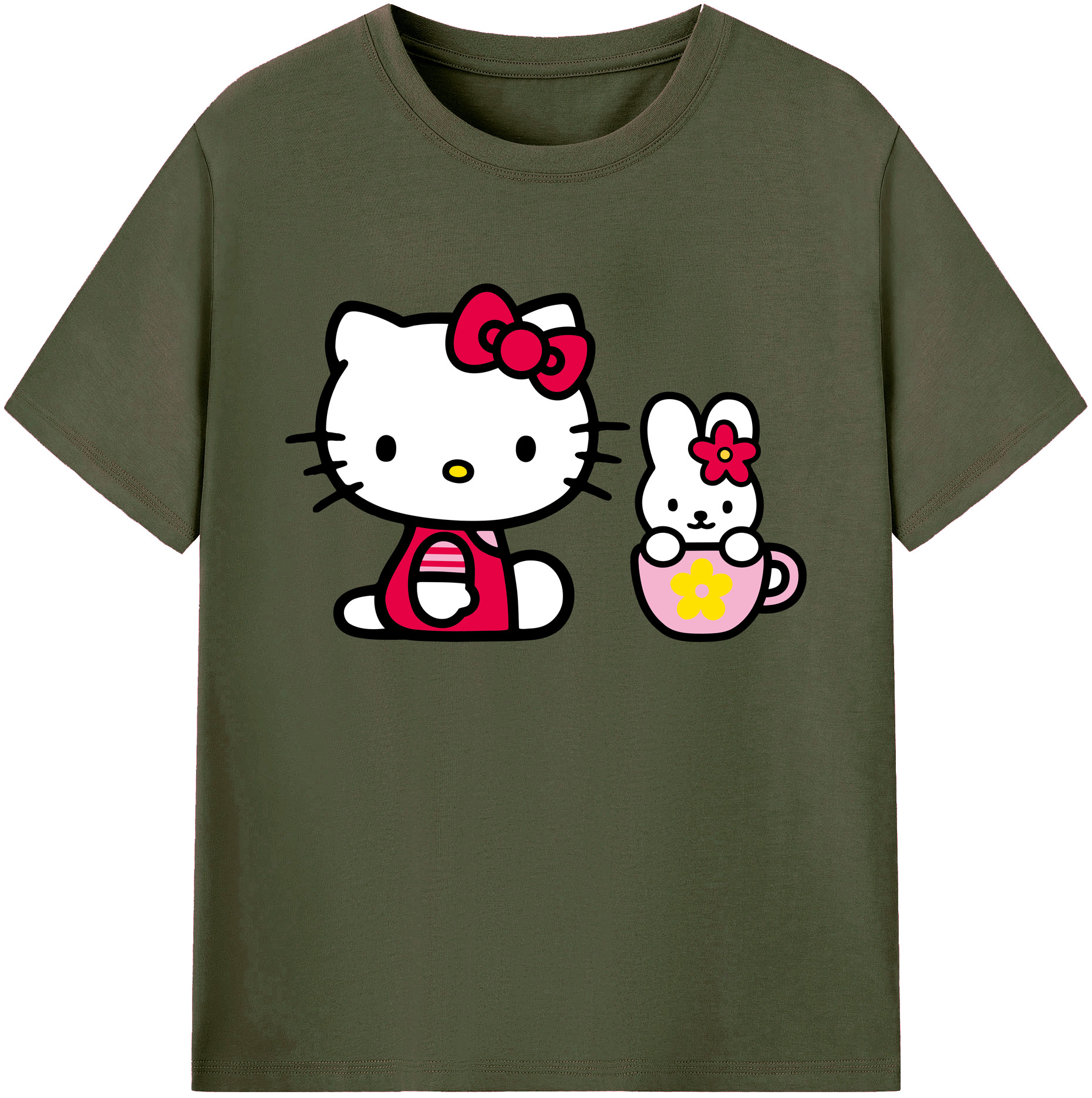 （画像用） Hello Kitty ハローキティ 綿100％ メンズ半袖Tシャツ｜肌触りやわらか＆通気性